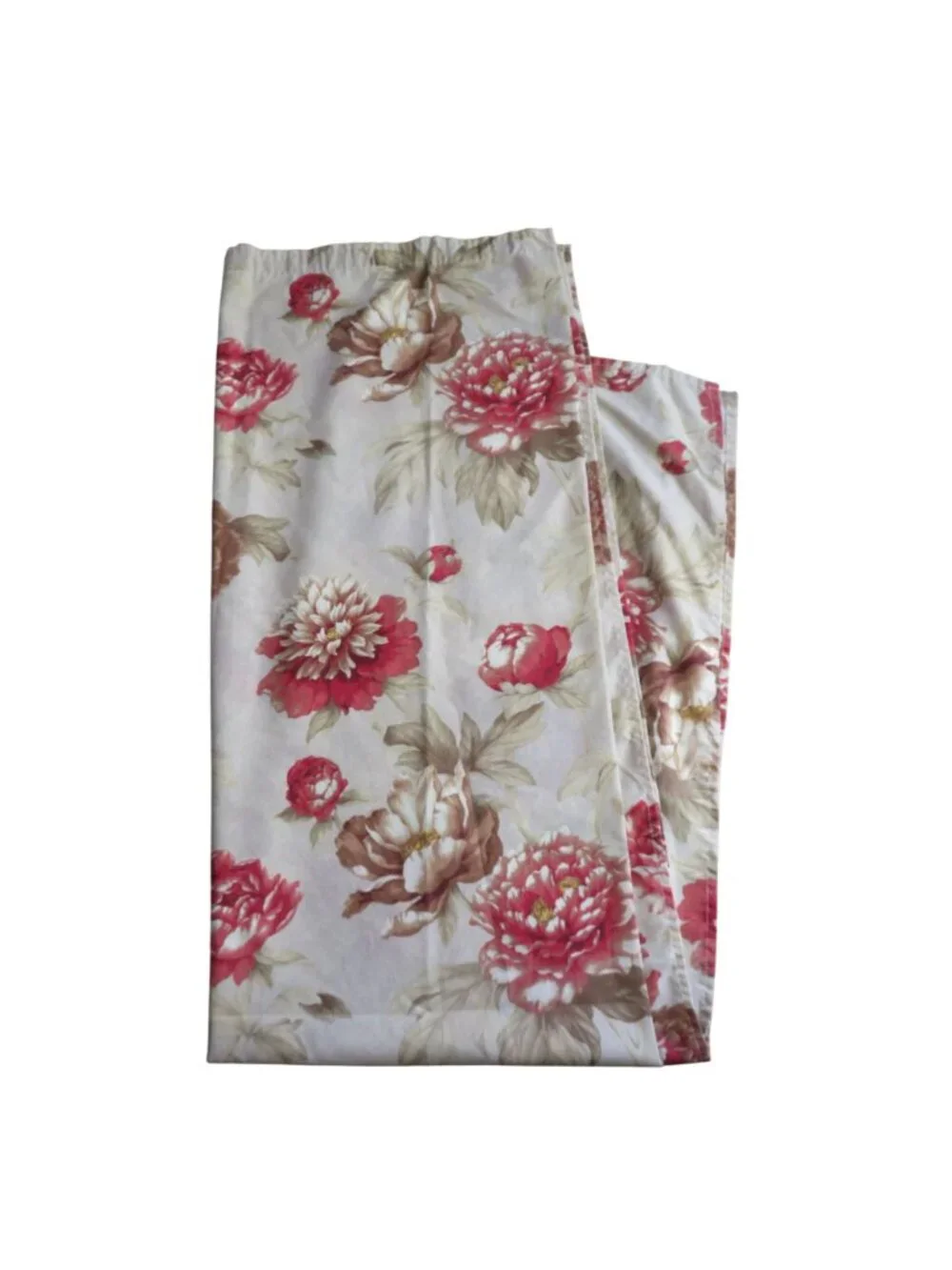 Vintage Floral Fabric Shower Curtain Beige Red 68